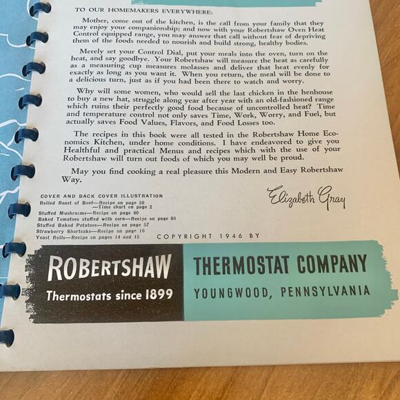 Robertshaw Cook Book 1946 Paperback Oven Cooking Robertshaw Thermostat Co Vtg - Picture 12 of 16